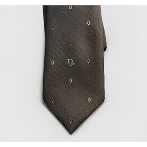 Christian Dior Designer Brown Made In USA Italian Fabric Neck Tie